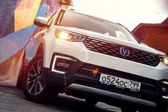 Original Changan CS55 in white, front three-quarter regional reference